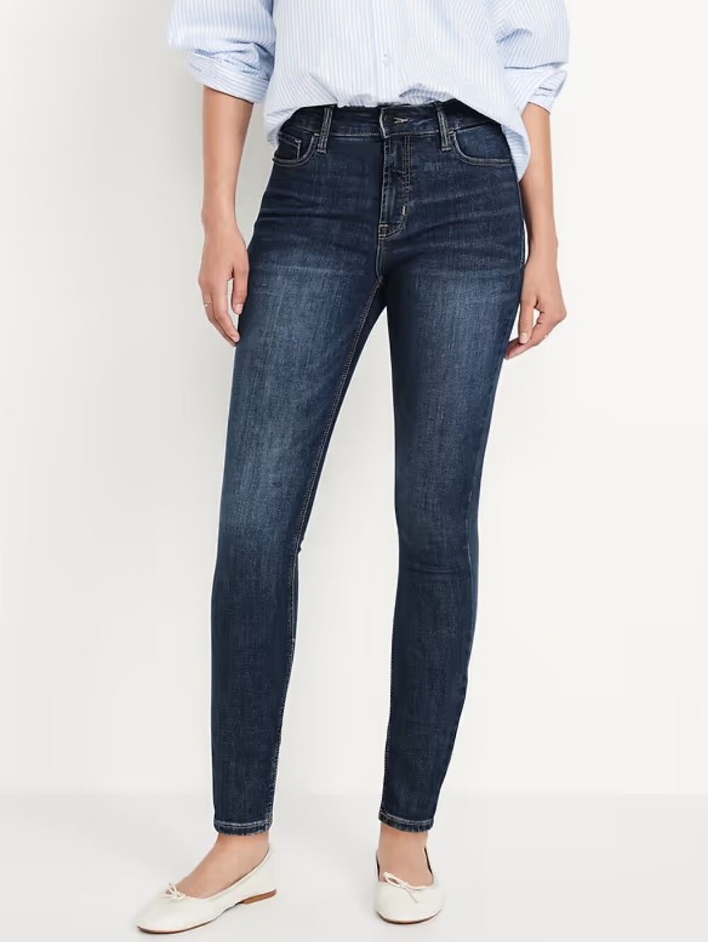 Old Navy Women's Dark Blue Stretch Rockstar Supper Skinny Jeans - Picture 2 of 7
